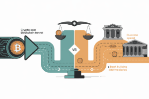Comparison of crypto and traditional money transfer methods showing speed versus cost tradeoffs