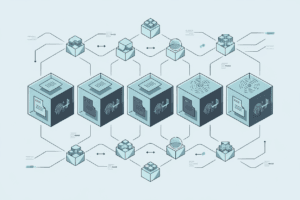 How blockchain technology works - chain of connected blocks illustration