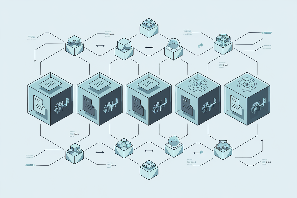 How blockchain technology works - chain of connected blocks illustration