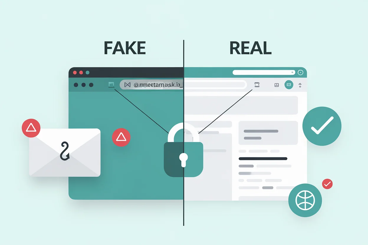 Comparison of phishing fake website versus legitimate crypto website