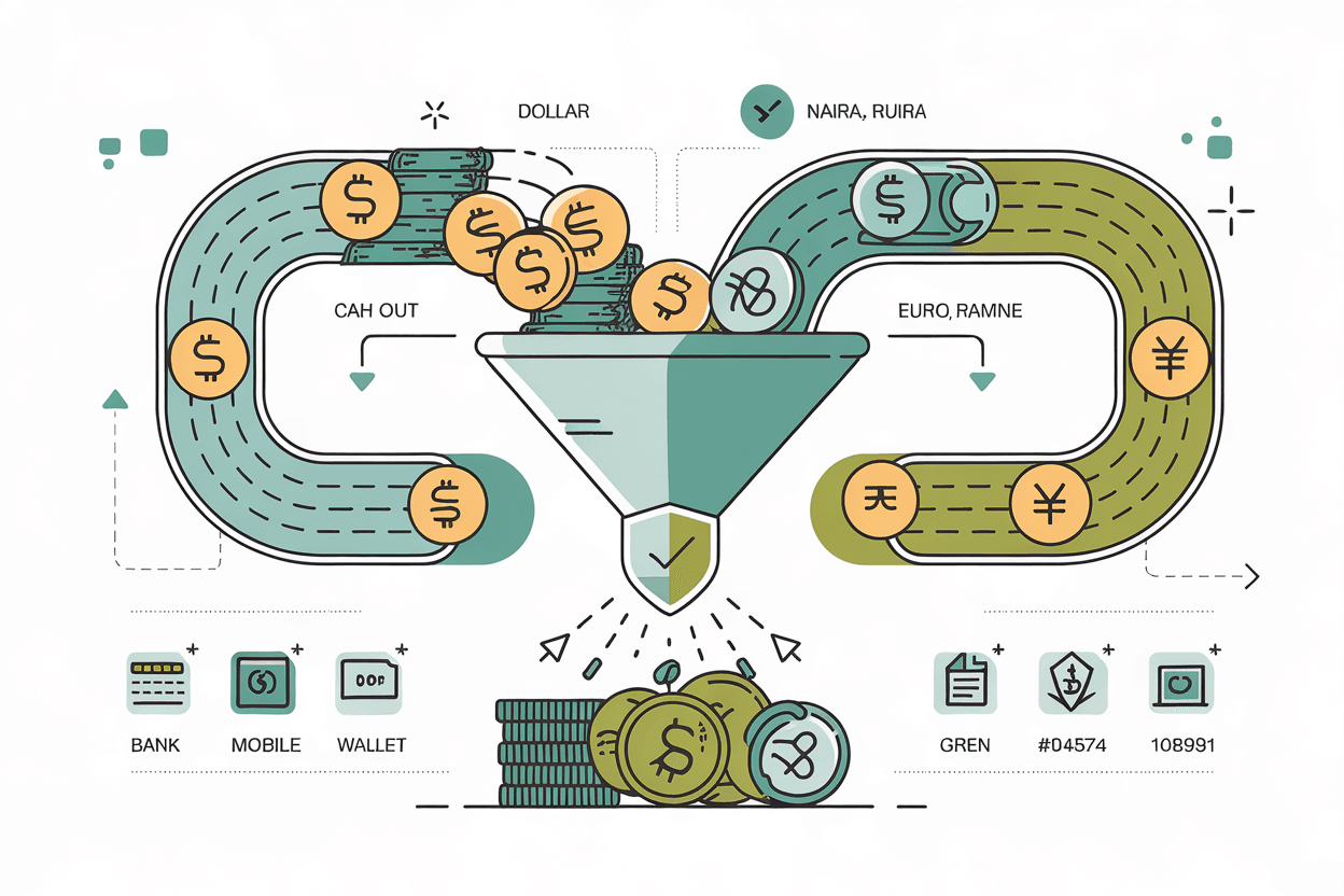 Crypto cash out and off-ramp methods converting cryptocurrency to local fiat currency