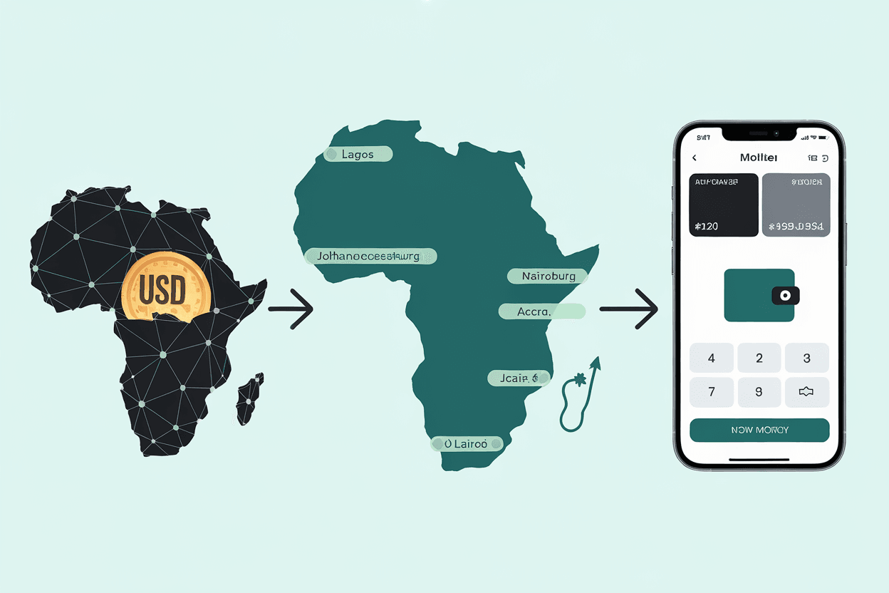 Africa crypto remittance flow illustration