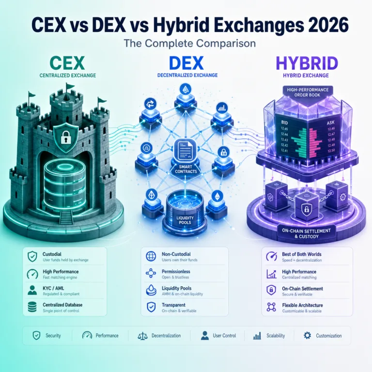 CEX vs DEX vs Hybrid Exchanges 2026: The Complete Comparison
