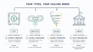 Stablecoin Types 2026: Fiat-Backed vs Crypto-Backed vs Algorithmic — What Each Actually Backs