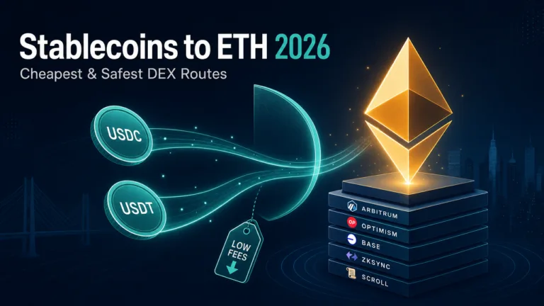 Cheapest & Safest Way to Buy ETH with Stablecoins on a DEX (2026): Real Fees, Gas Without ETH & Scam Defense